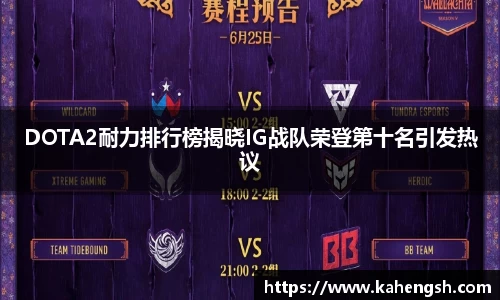 DOTA2耐力排行榜揭晓IG战队荣登第十名引发热议
